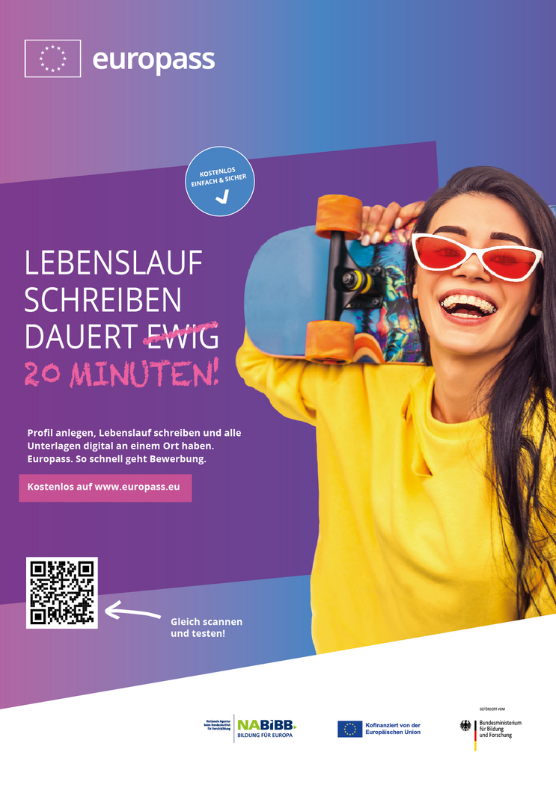 Europass: Plakat junge Zielgruppe - Motiv Mädchen