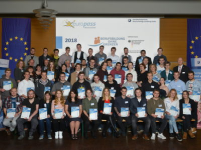 Gruppenfoto der Auszubildenden mit Europass Mobilität