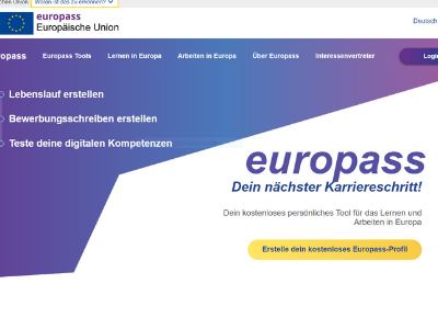 Startseite des neuen Europass-Portals
